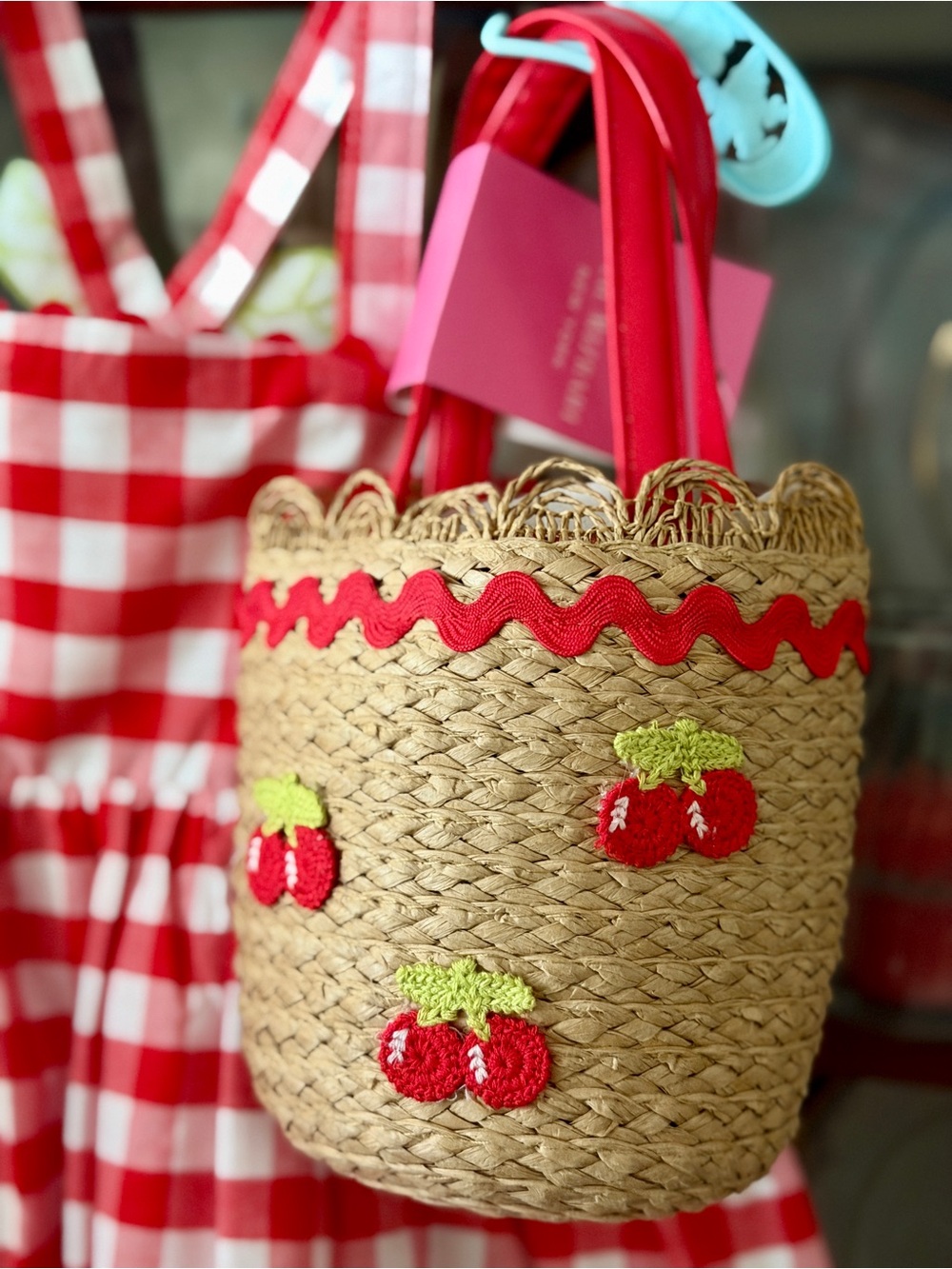Girls Red and White Gingham Dress - Picture 11 of 12